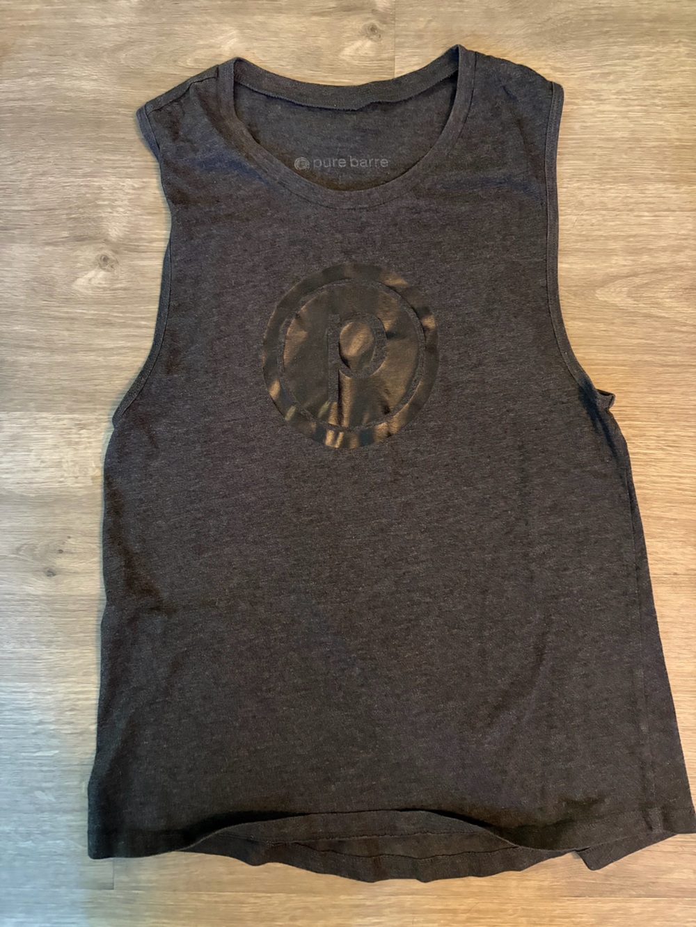 Pure Barre Charcoal Black Logo Muscle Tee